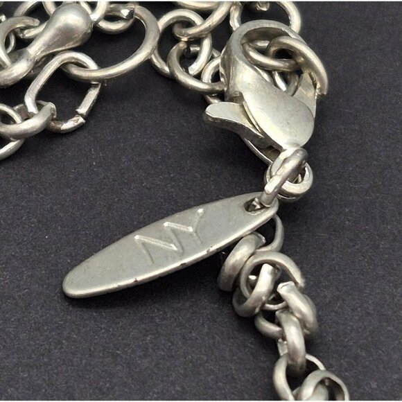 NY Signed Silver Tone Layered Cascade Statement Bib Collar Necklace 16" to 19" - Picture 6 of 6